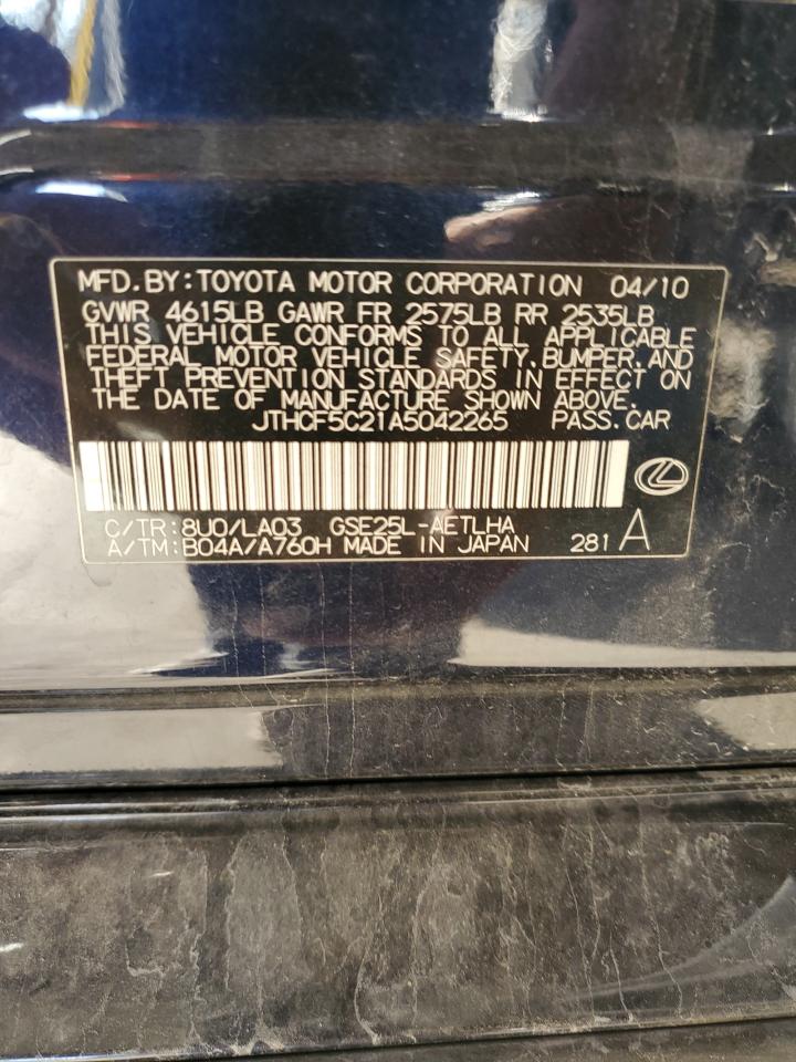 2010 Lexus Is 250 VIN: JTHCF5C21A5042265 Lot: 85268225