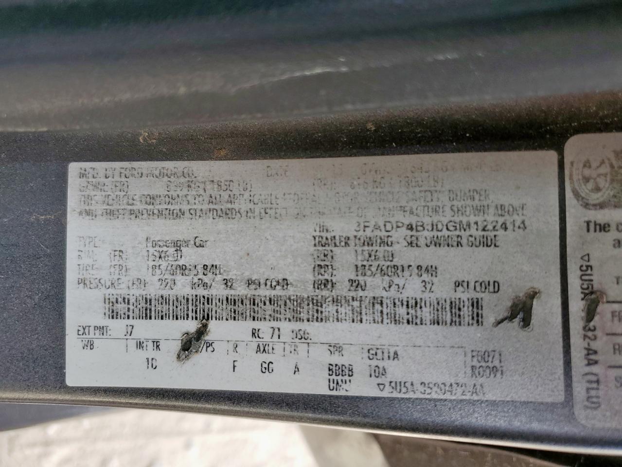 2016 Ford Fiesta Se VIN: 3FADP4BJ0GM122414 Lot: 85570925