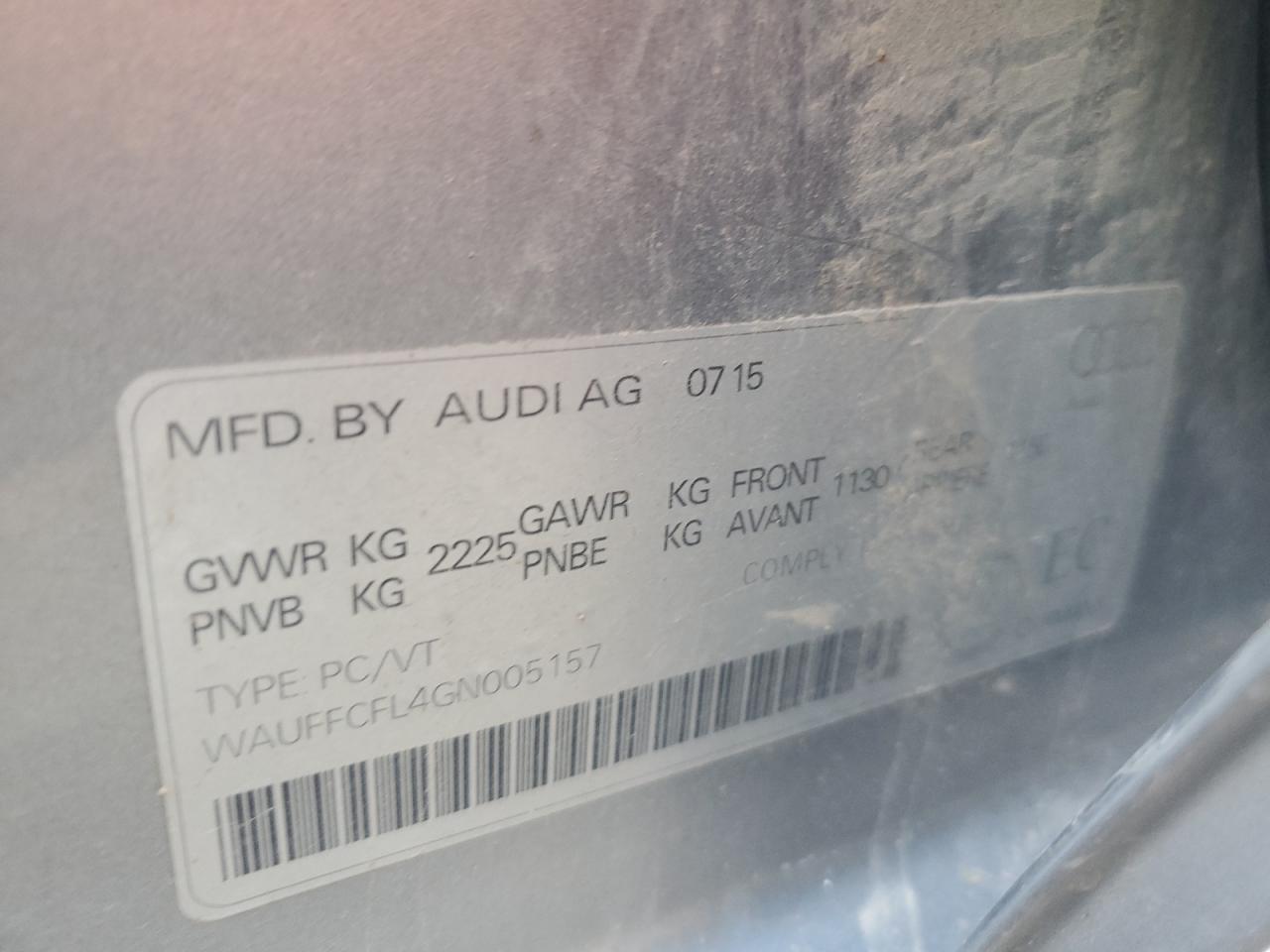 2016 Audi A4 Progressiv Plus VIN: WAUFFCFL4GN005157 Lot: 89671035