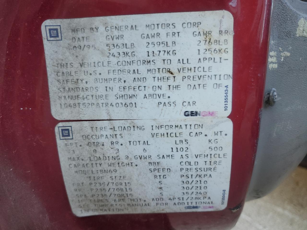 1996 Buick Roadmaster Limited VIN: 1G4BT52P8TR403601 Lot: 85841185