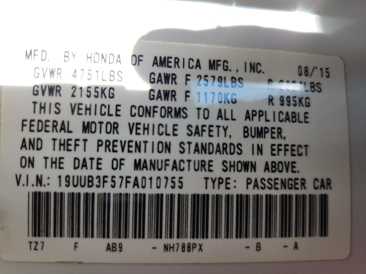 2015 Acura Tlx Tech VIN: 19UUB3F57FA010755 Lot: 70451095