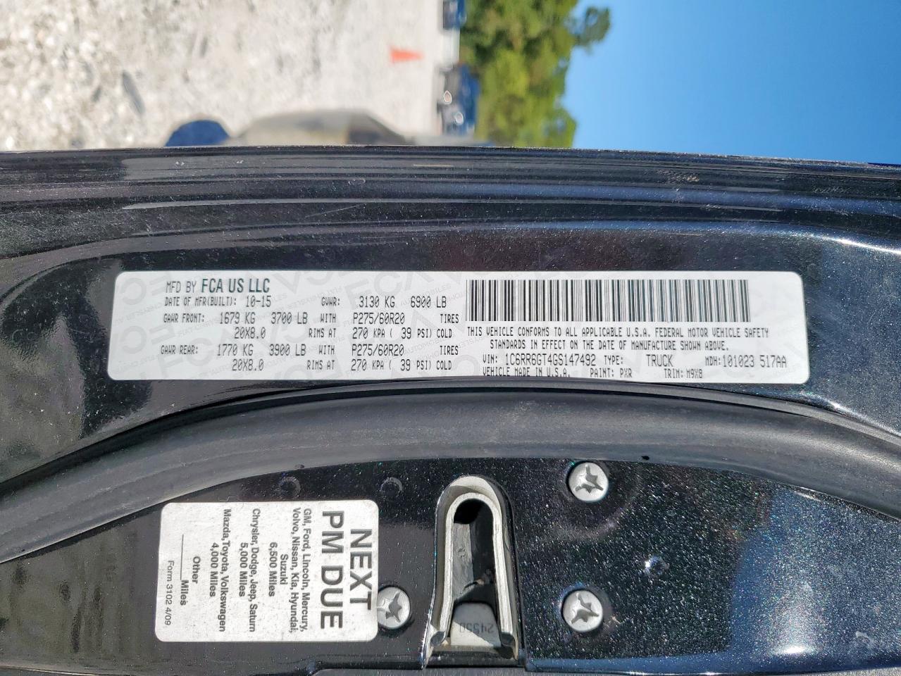 2016 Ram 1500 Slt VIN: 1C6RR6GT4GS147492 Lot: 90740165