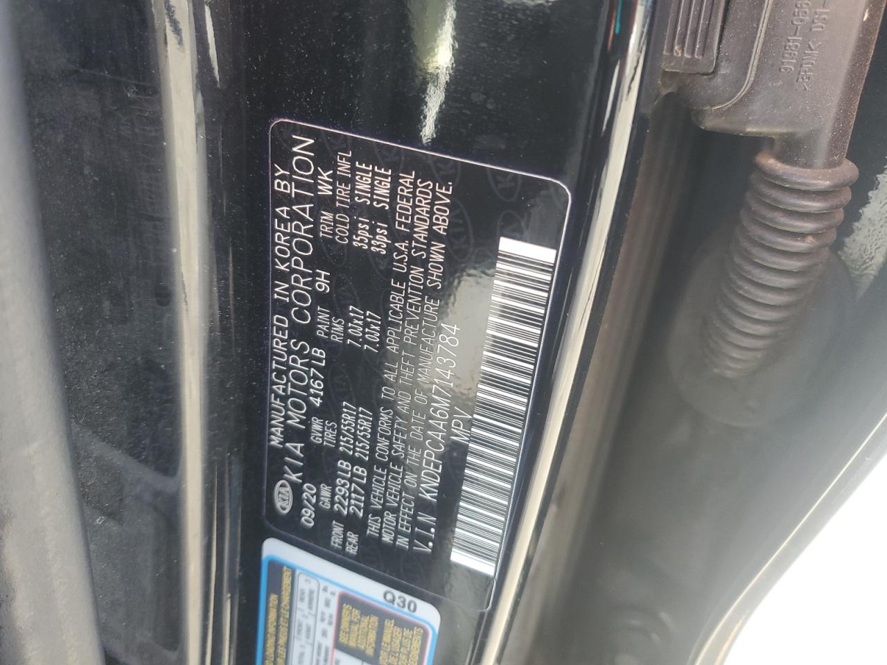 2021 Kia Seltos Lx VIN: KNDEPCAA6M7143784 Lot: 85518075