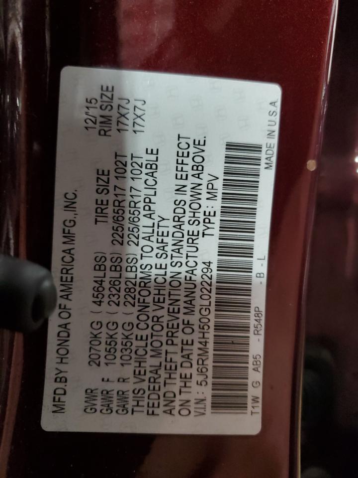 2016 Honda Cr-V Ex VIN: 5J6RM4H50GL022294 Lot: 86661625