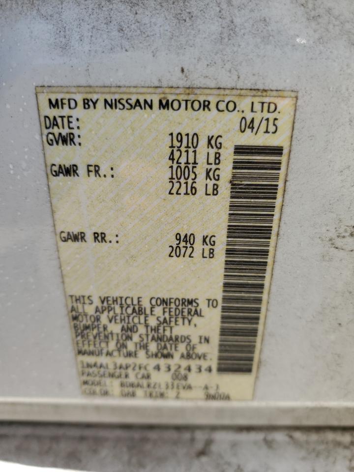 2015 Nissan Altima 2.5 VIN: 1N4AL3AP2FC432434 Lot: 85185255