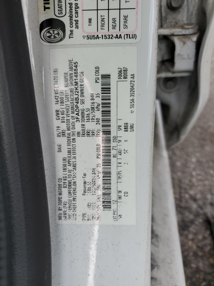 2019 Ford Fiesta Se VIN: 3FADP4BJ2KM148845 Lot: 89883955