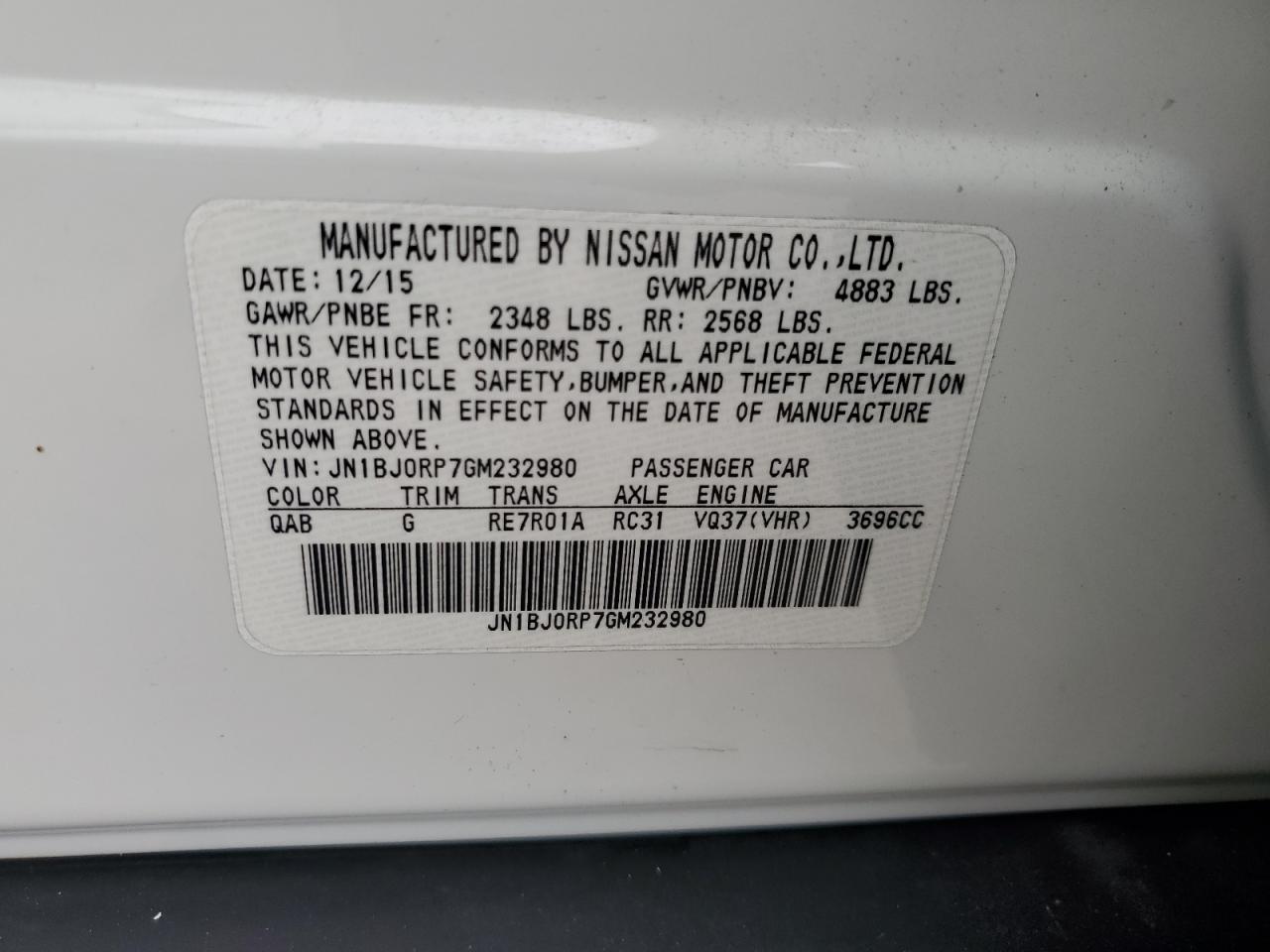 2016 Infiniti Qx50 VIN: JN1BJ0RP7GM232980 Lot: 82354145