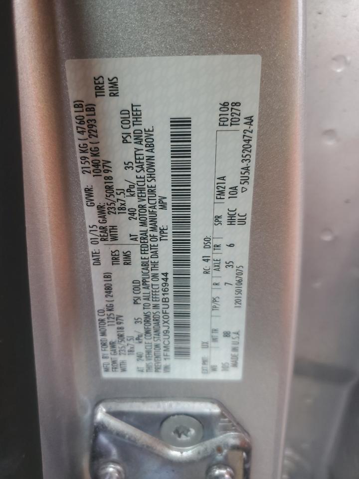 2015 Ford Escape Titanium VIN: 1FMCU9JX0FUB16944 Lot: 82405525