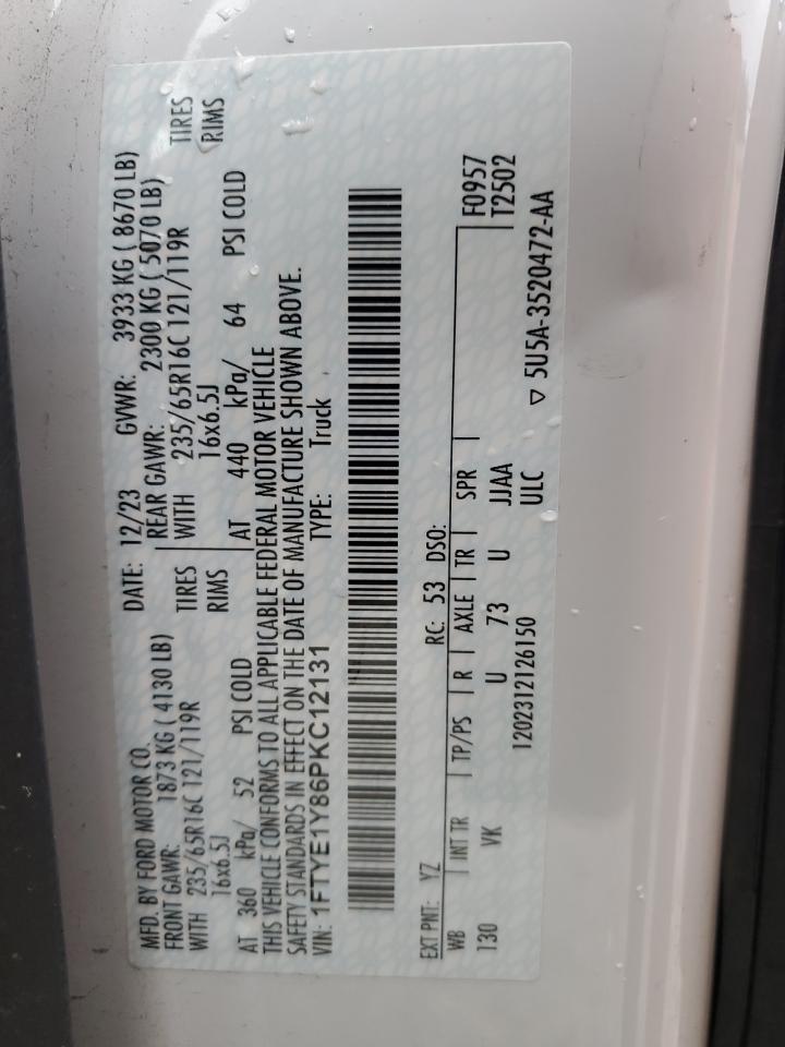 2023 Ford Transit T-150 VIN: 1FTYE1Y86PKC12131 Lot: 89849885