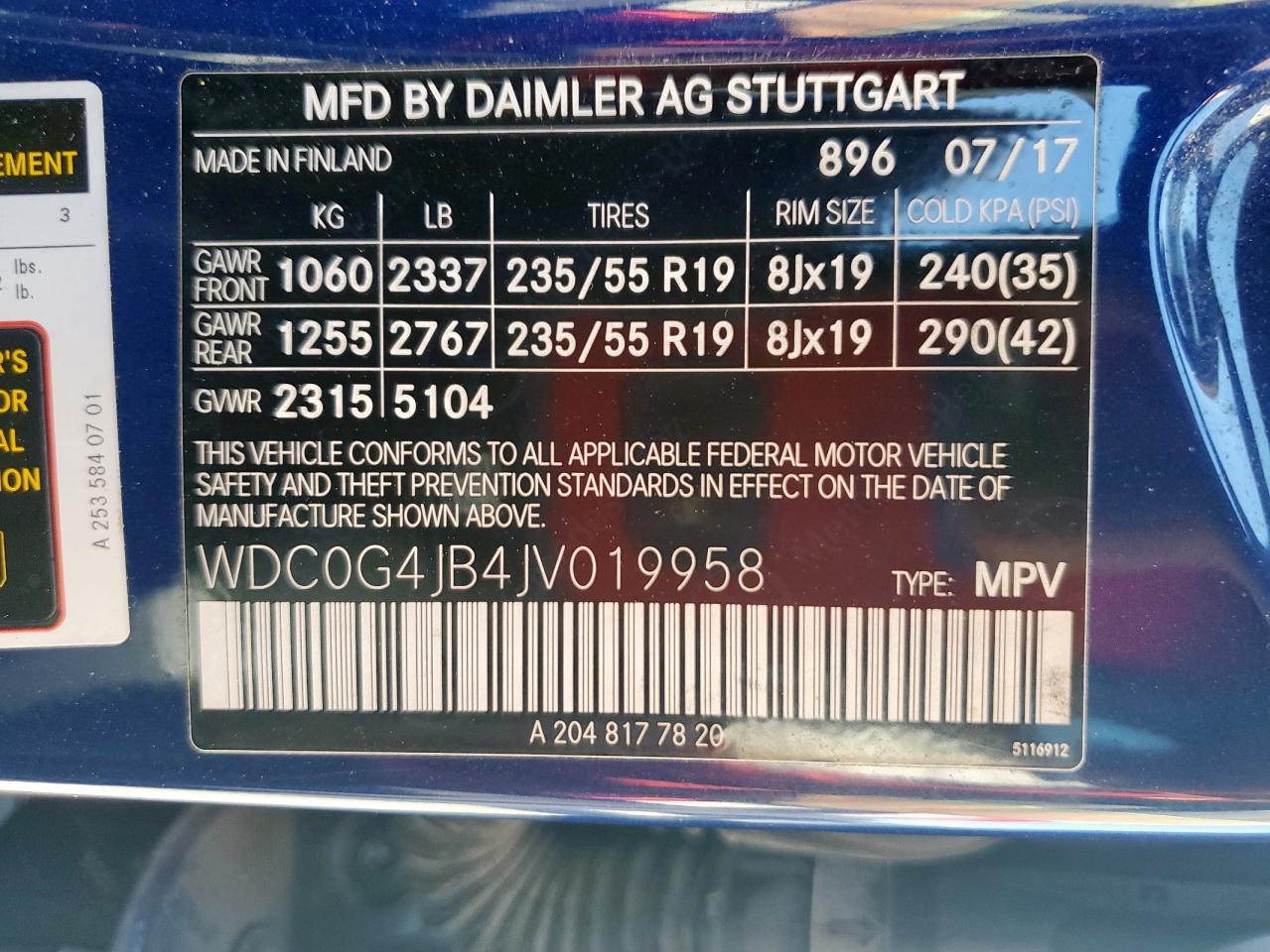 2018 Mercedes-Benz Glc 300 VIN: WDC0G4JB4JV019958 Lot: 83958795