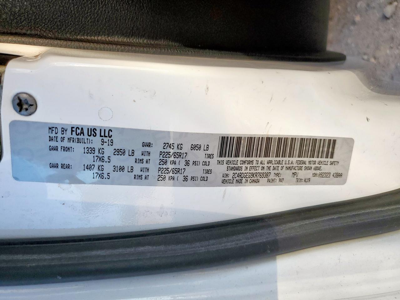 2019 Dodge Grand Caravan Gt VIN: 2C4RDGEG9KR769387 Lot: 90132285