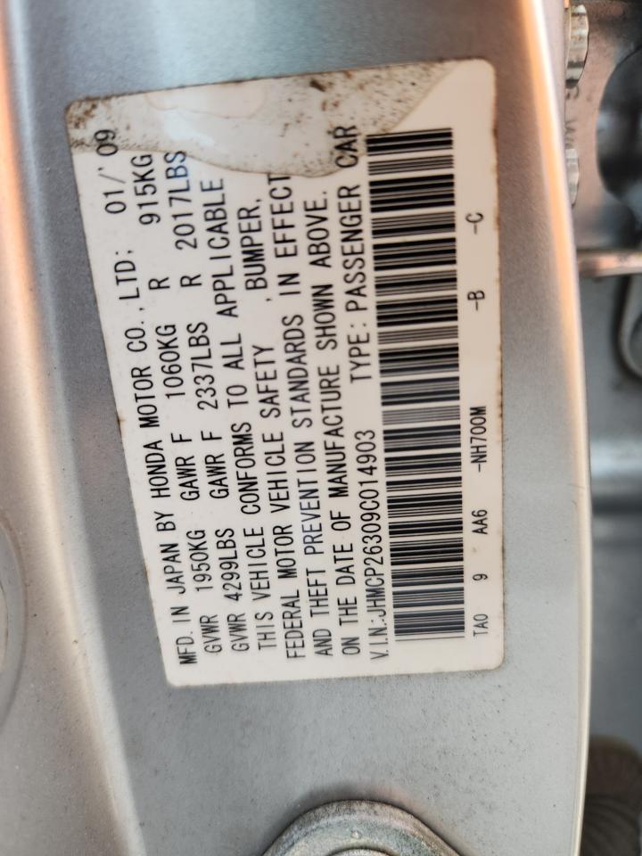 2009 Honda Accord Lx VIN: JHMCP26309C014903 Lot: 82186085