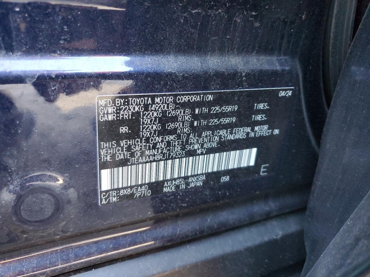 2024 Toyota Venza Le VIN: JTEAAAAH8RJ179323 Lot: 86065525