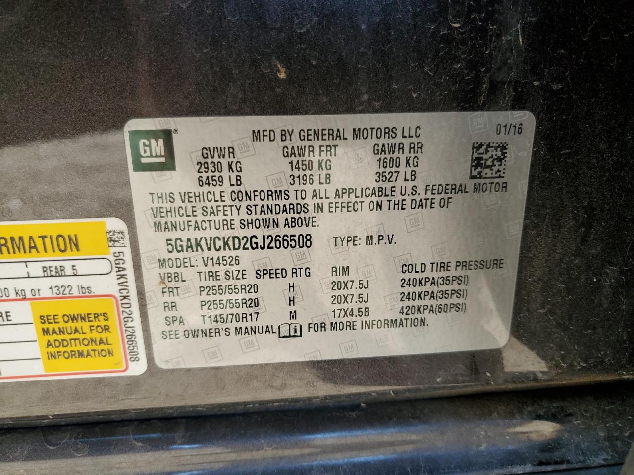 2016 Buick Enclave VIN: 5GAKVCKD2GJ266508 Lot: 84889745