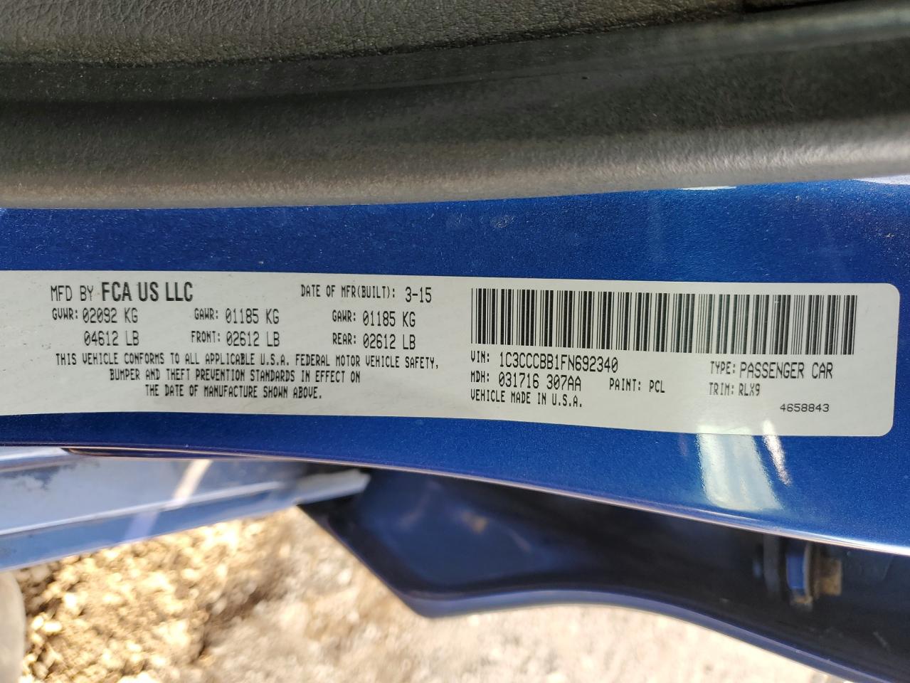 2015 Chrysler 200 S VIN: 1C3CCCBB1FN692340 Lot: 90377425