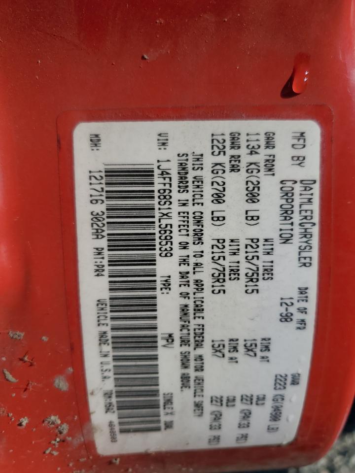 1999 Jeep Cherokee Sport VIN: 1J4FF68S1XL569539 Lot: 85917195