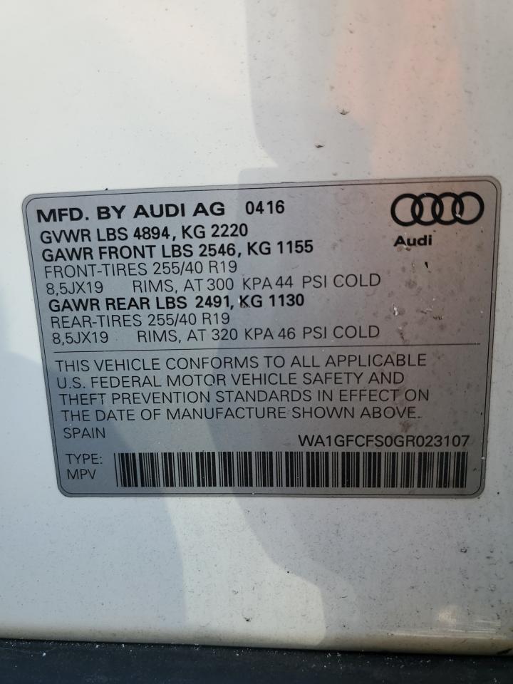 2016 Audi Q3 Prestige VIN: WA1GFCFS0GR023107 Lot: 85333535