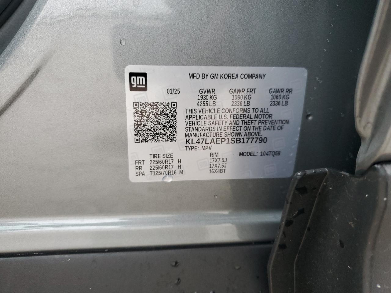 2025 Buick Envista Preferred VIN: KL47LAEP1SB177790 Lot: 89705395