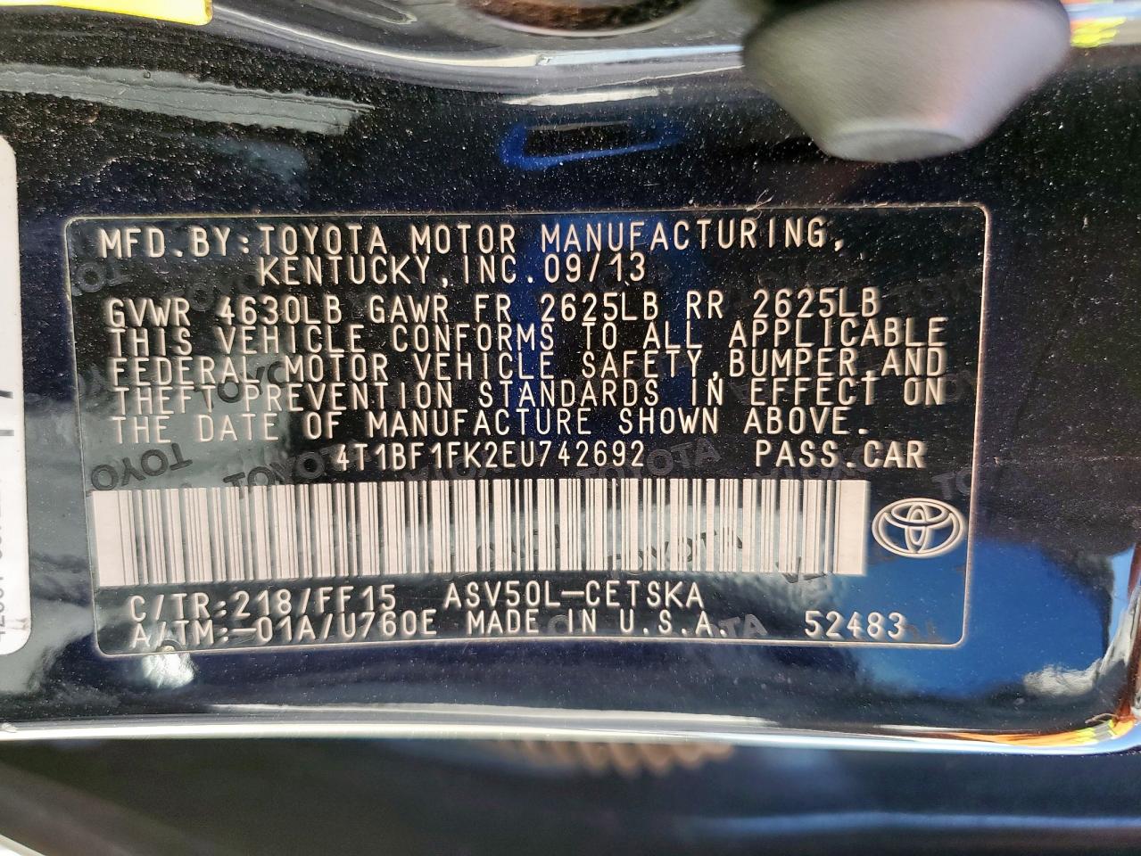 2014 Toyota Camry L VIN: 4T1BF1FK2EU742692 Lot: 84359085