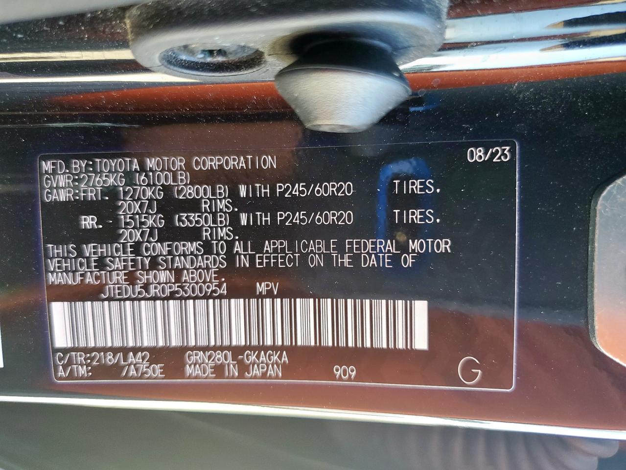 2023 Toyota 4Runner Limited VIN: JTEDU5JR0P5300954 Lot: 82242985