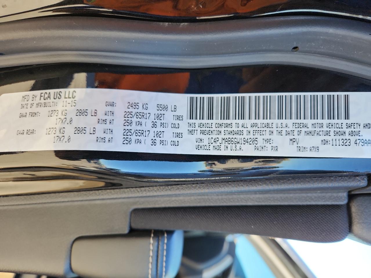 2016 Jeep Cherokee Sport VIN: 1C4PJMAB6GW194205 Lot: 87381645