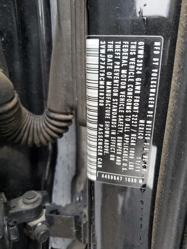 2012 Volkswagen Beetle VIN: 3VWJP7AT9CM618708 Lot: 85525305