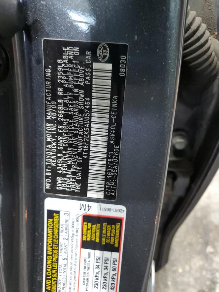 2010 Toyota Camry Base VIN: 4T1BF3EK5AU057464 Lot: 86276585