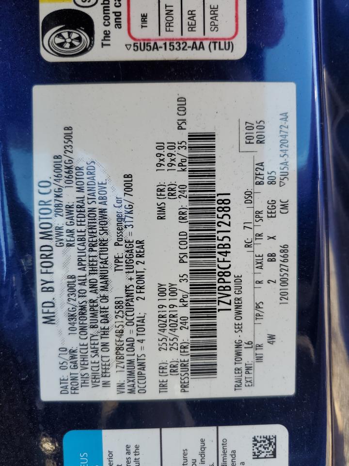 2011 Ford Mustang Gt VIN: 1ZVBP8CF4B5125881 Lot: 86709135