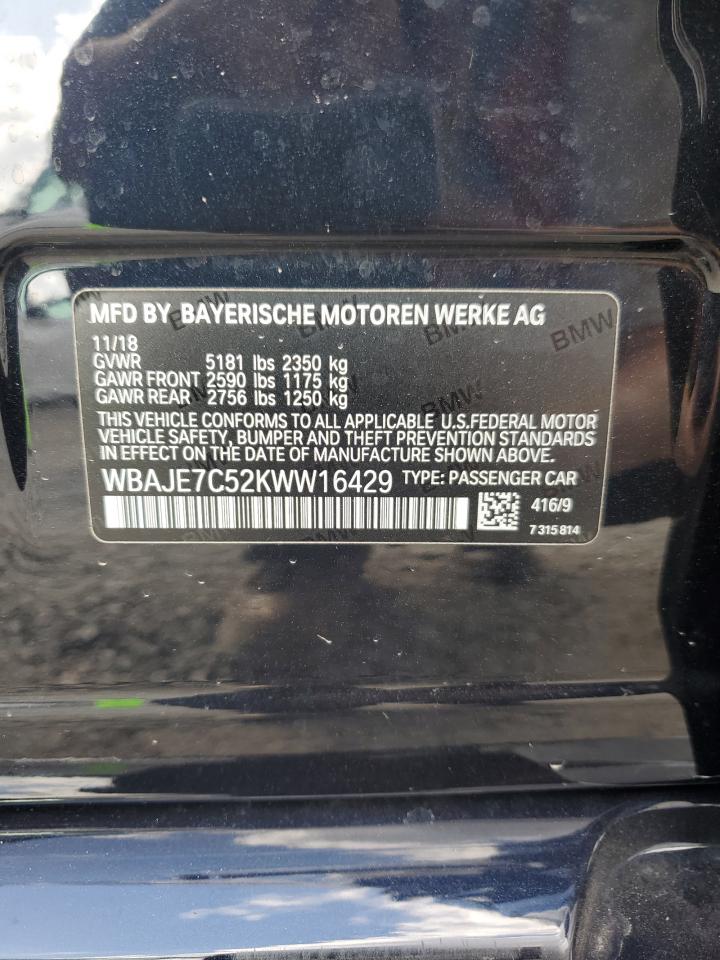 2019 BMW 540 Xi VIN: WBAJE7C52KWW16429 Lot: 82082785