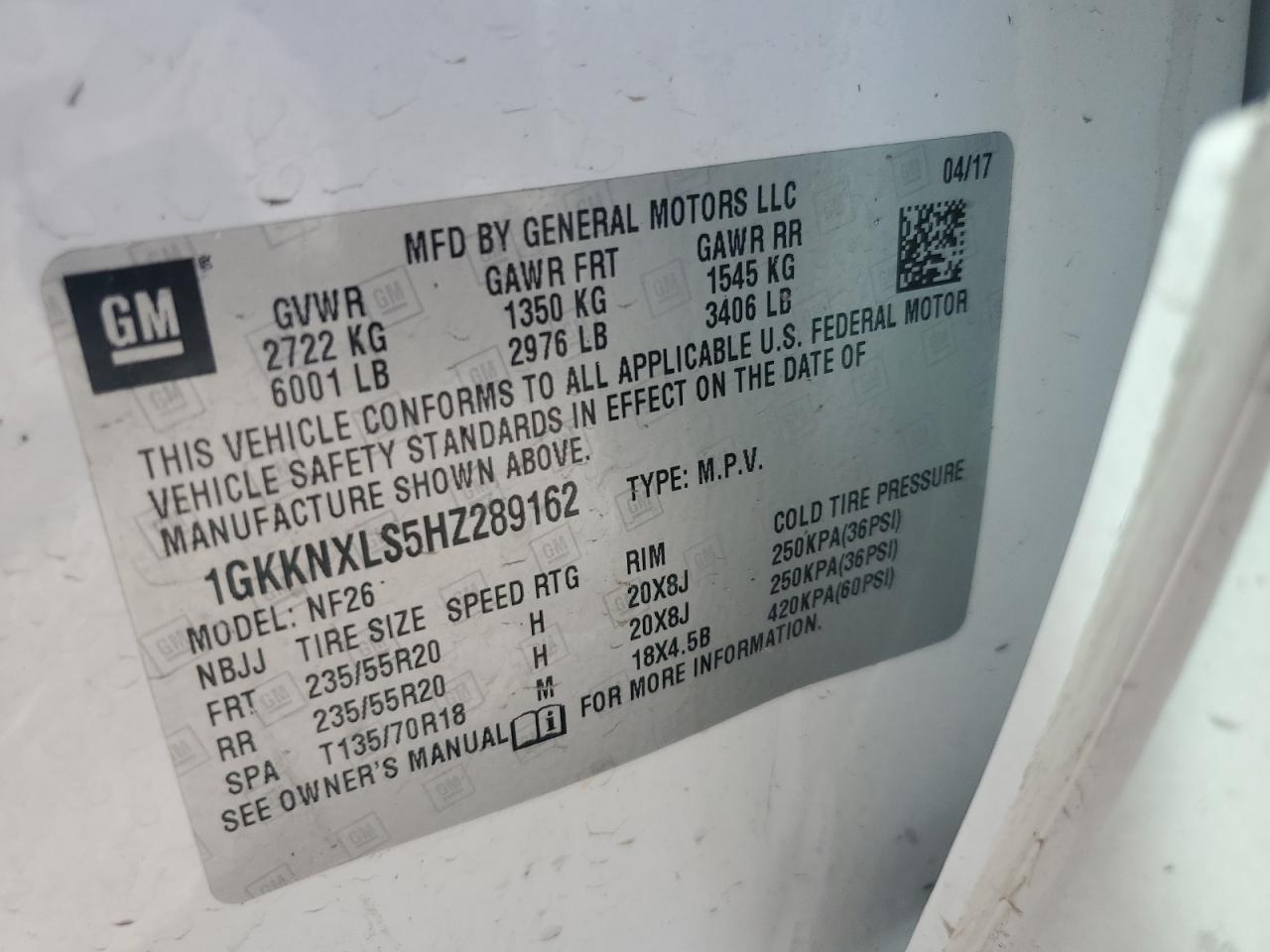 2017 GMC Acadia Denali VIN: 1GKKNXLS5HZ289162 Lot: 86078735