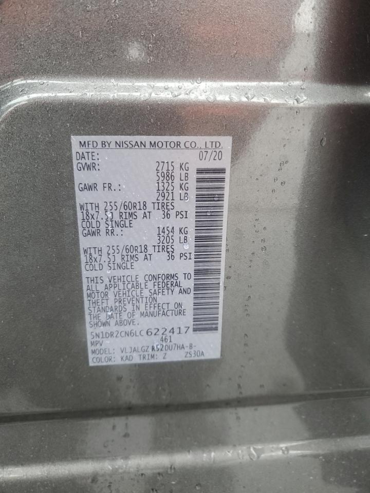 2020 Nissan Pathfinder Sl VIN: 5N1DR2CN6LC622417 Lot: 84767675
