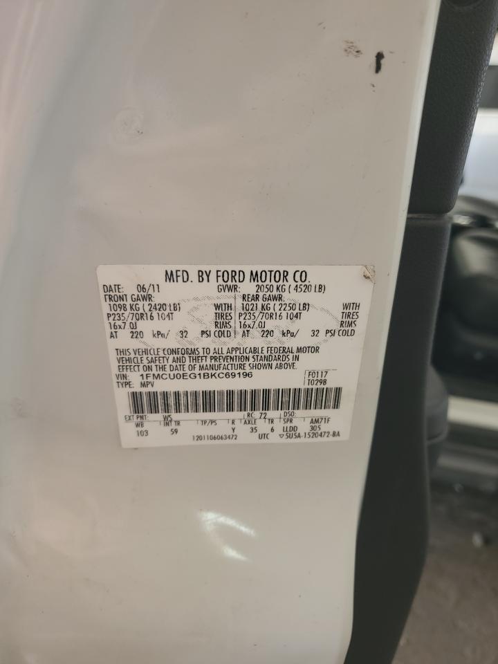 2011 Ford Escape Limited VIN: 1FMCU0EG1BKC69196 Lot: 81109645