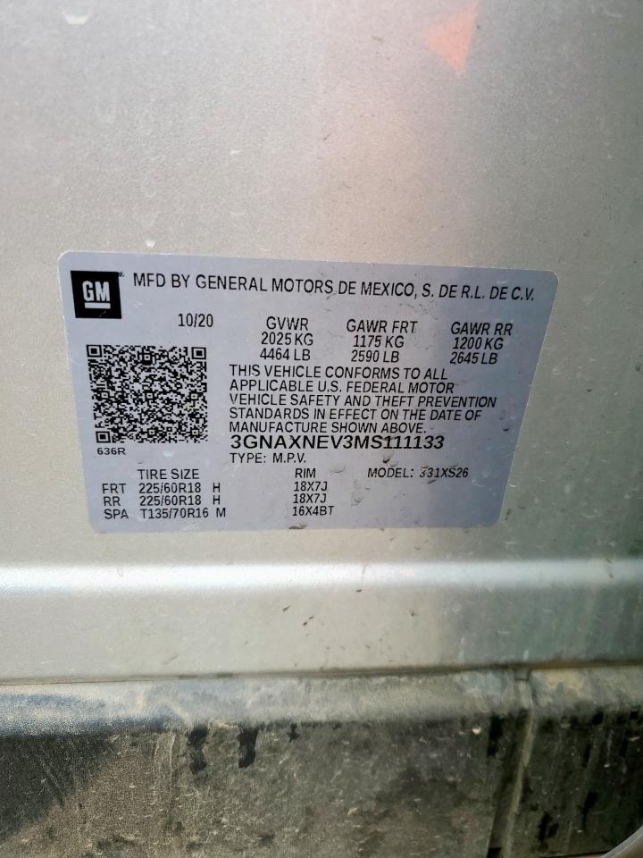 2021 Chevrolet Equinox Premier VIN: 3GNAXNEV3MS111133 Lot: 82177585