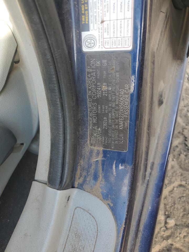 2009 Kia Spectra Ex VIN: KNAFE221X95606240 Lot: 87039705