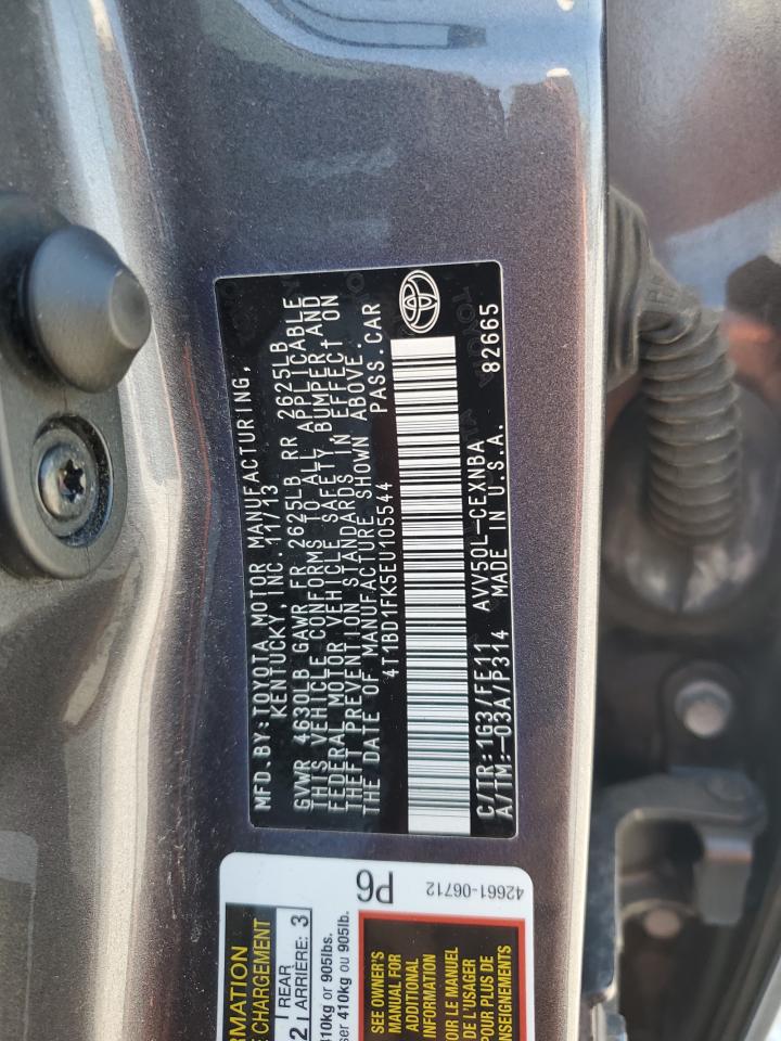 2014 Toyota Camry Hybrid VIN: 4T1BD1FK5EU105544 Lot: 85356835