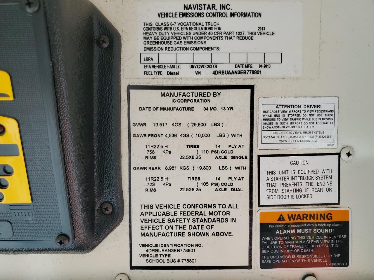 2014 Ic Corporation Ce Series School - School Bus VIN: 4DRBUAAN3EB778801 Lot: 84570985