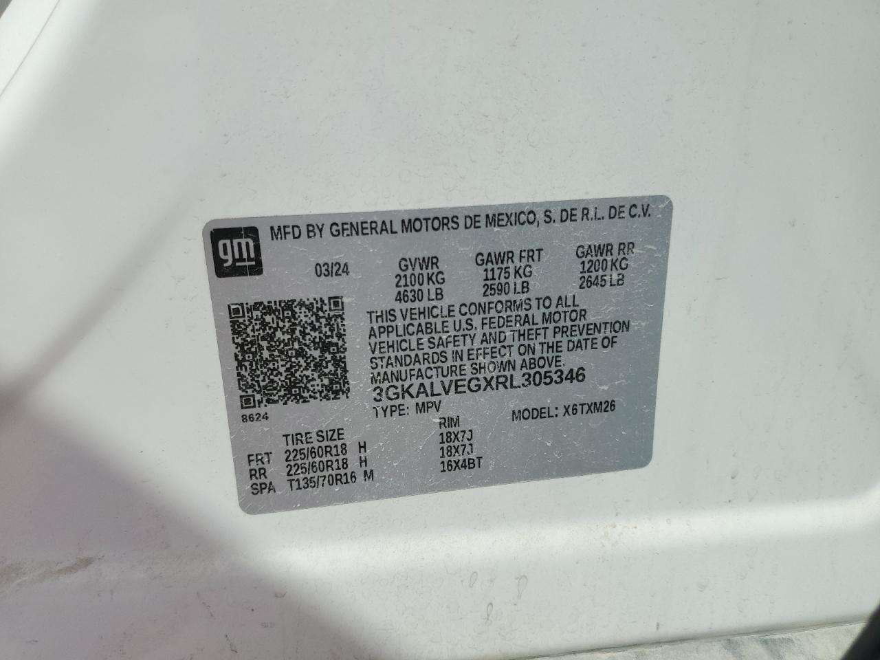 2024 GMC Terrain Slt VIN: 3GKALVEGXRL305346 Lot: 90071915