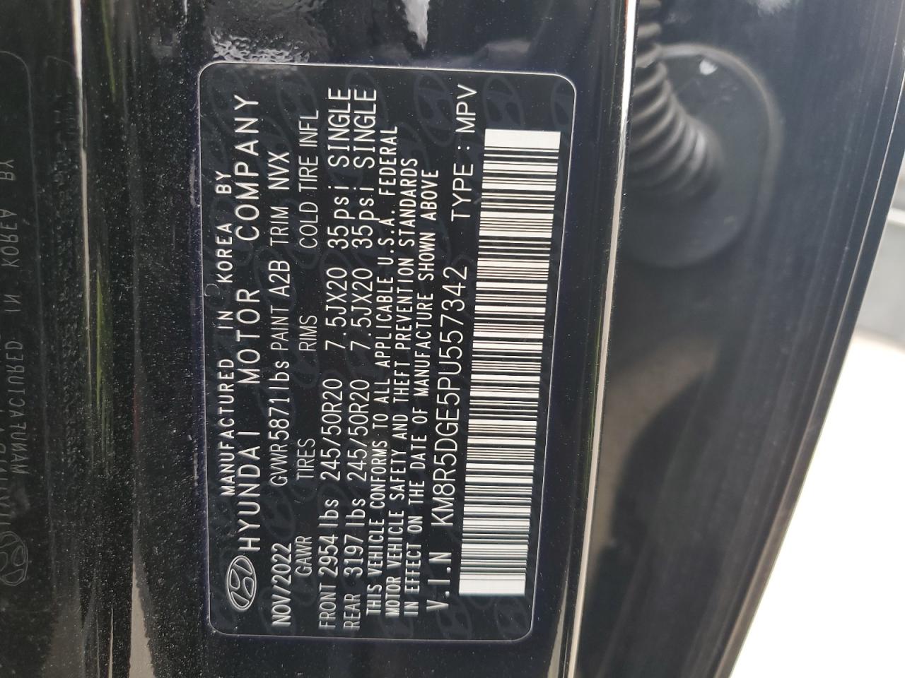 2023 Hyundai Palisade Limited VIN: KM8R5DGE5PU557342 Lot: 85943735