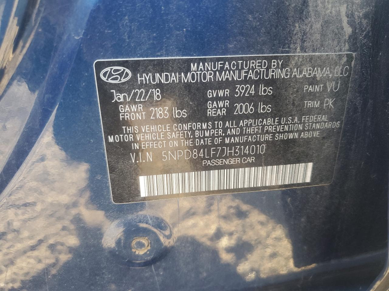 2018 Hyundai Elantra Se VIN: 5NPD84L57JH314010 Lot: 86886545