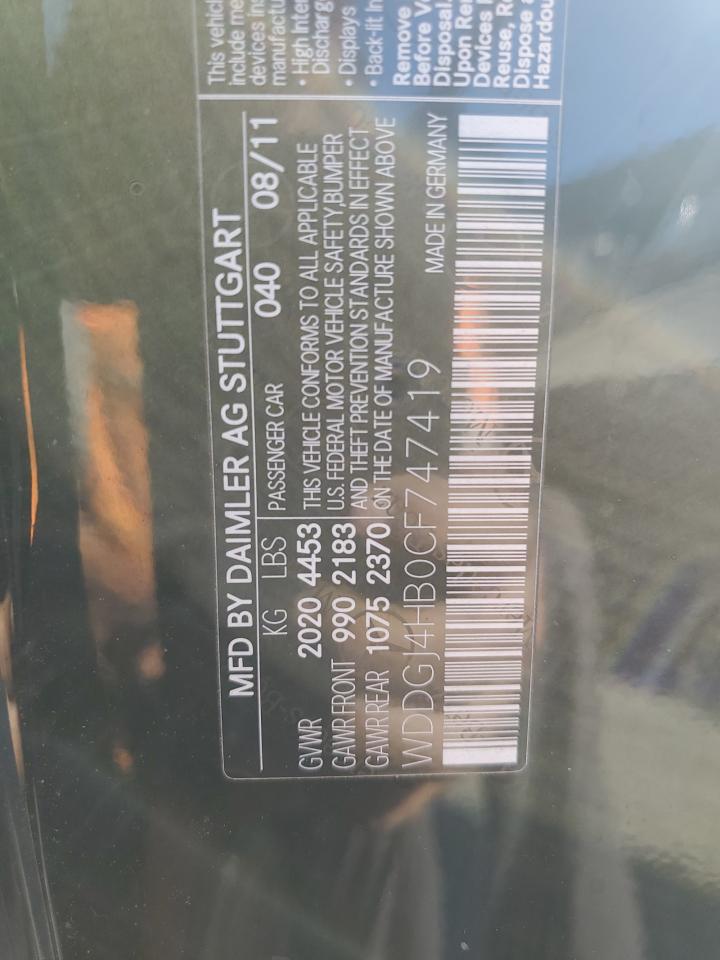 2012 Mercedes-Benz C 250 VIN: WDDGJ4HB0CF747419 Lot: 81929845