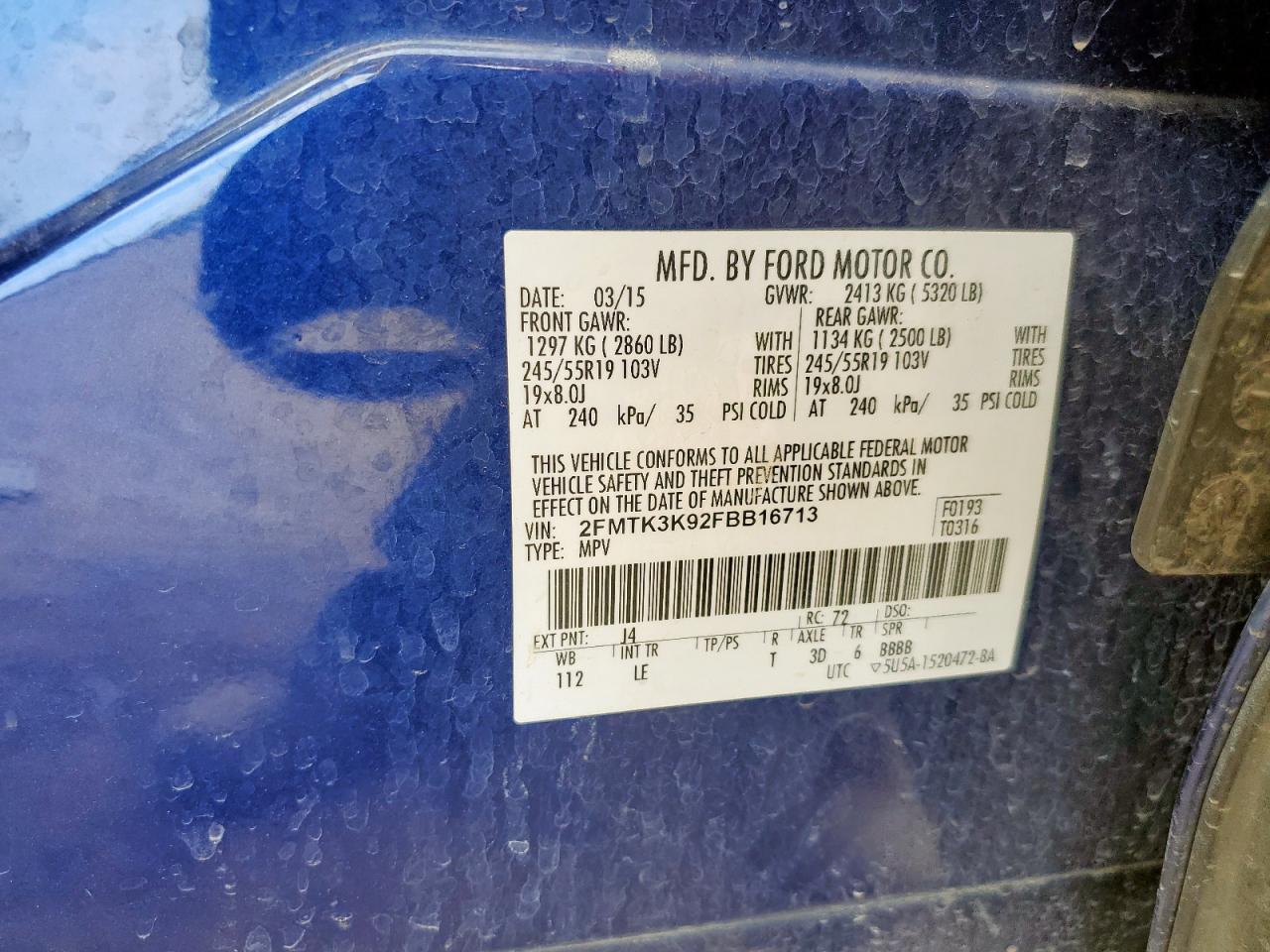 2015 Ford Edge Titanium VIN: 2FMTK3K92FBB16713 Lot: 81885645