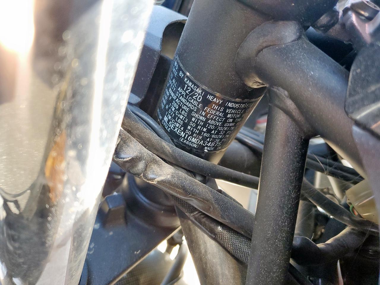 2021 Kawasaki Ex650 N VIN: ML5EXEN16MDA34875 Lot: 70872825