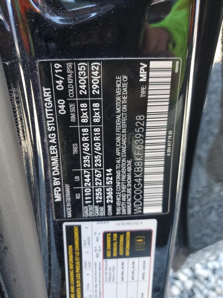 2019 Mercedes-Benz Glc 300 4Matic VIN: WDC0G4KB8KF639528 Lot: 85597935