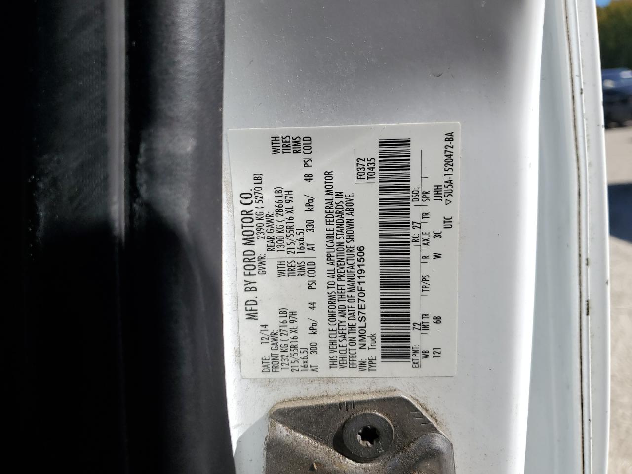 2015 Ford Transit Connect Xl VIN: NM0LS7E70F1191506 Lot: 82674235