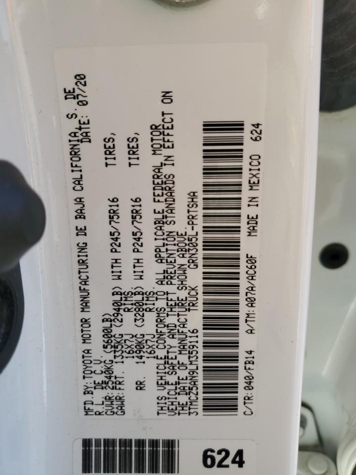 2020 Toyota Tacoma Double Cab VIN: 3TMCZ5AN9LM359116 Lot: 85657785
