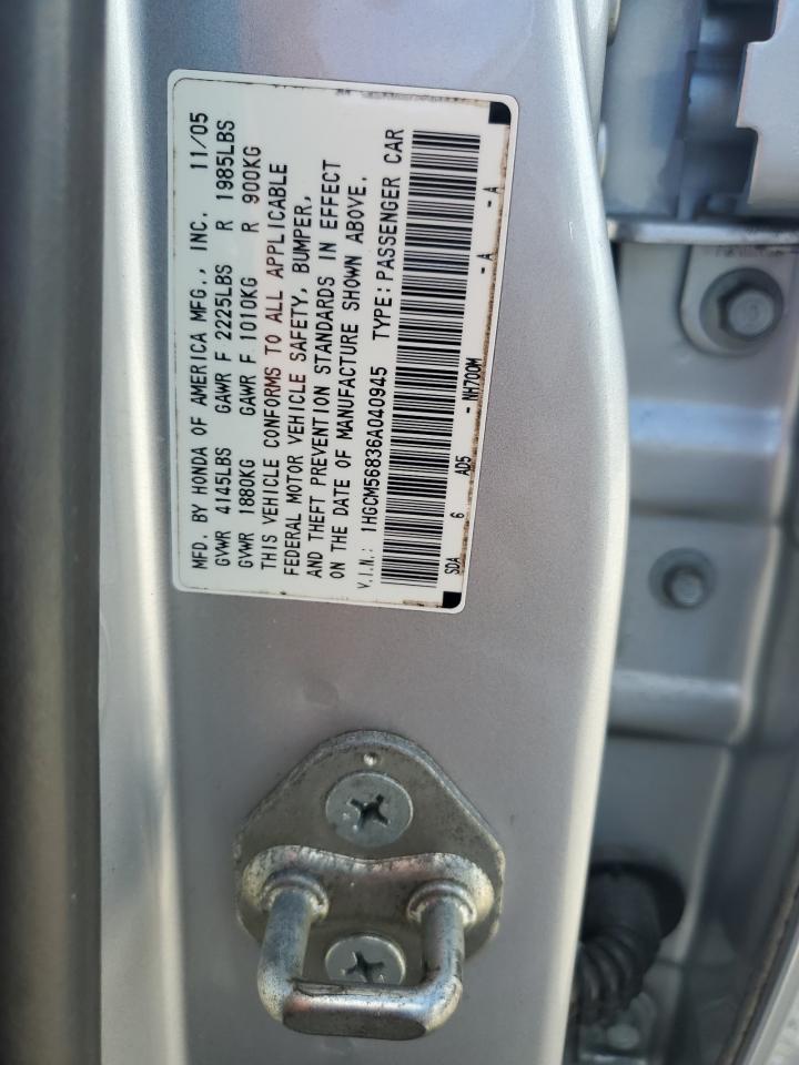 2006 Honda Accord Ex VIN: 1HGCM56836A040945 Lot: 85160145