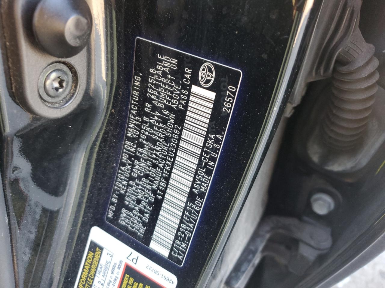 2014 Toyota Camry L VIN: 4T1BF1FKXEU330682 Lot: 84733335