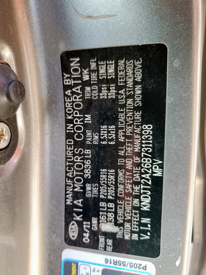 2011 Kia Soul + VIN: KNDJT2A26B7311398 Lot: 81793575