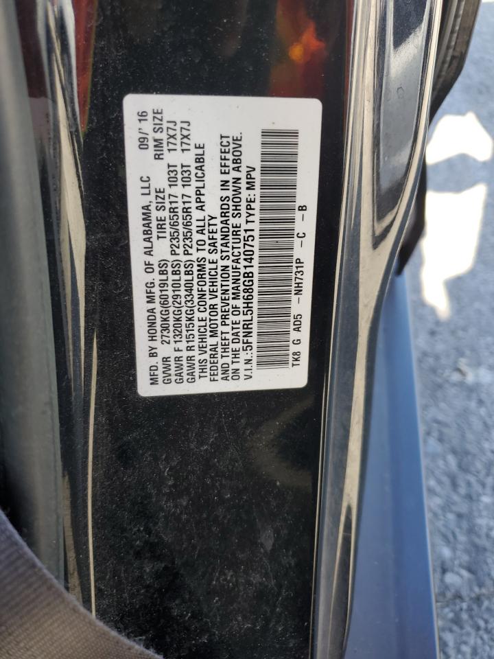 2016 Honda Odyssey Exl VIN: 5FNRL5H68GB140751 Lot: 86443455