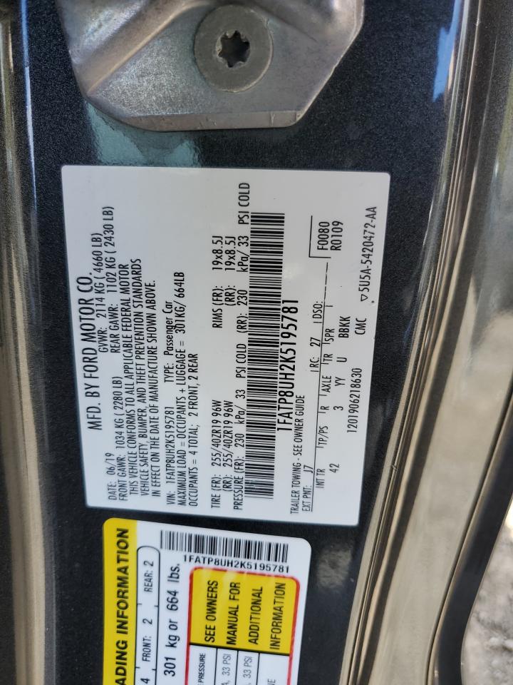 2019 Ford Mustang VIN: 1FATP8UH2K5195781 Lot: 82644735